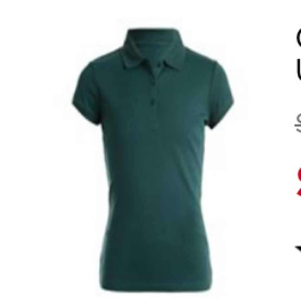 Girls 4-16 Chaps School Uniform Picot Polo Shirt  forest green